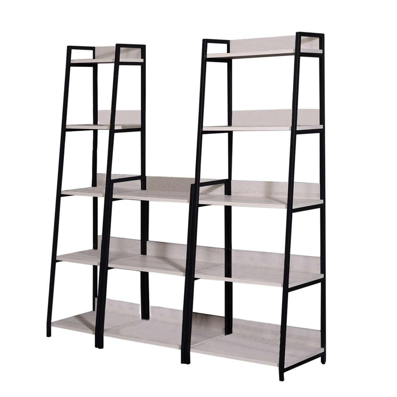 Saltoro Sherpi Wooden Bookshelf with 5 Open Compartments, Washed White and Black-